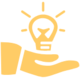 Hand mit  Glühbirne Symbol: Weiterbildungs- und Aufstiegschancen im Unternehmen