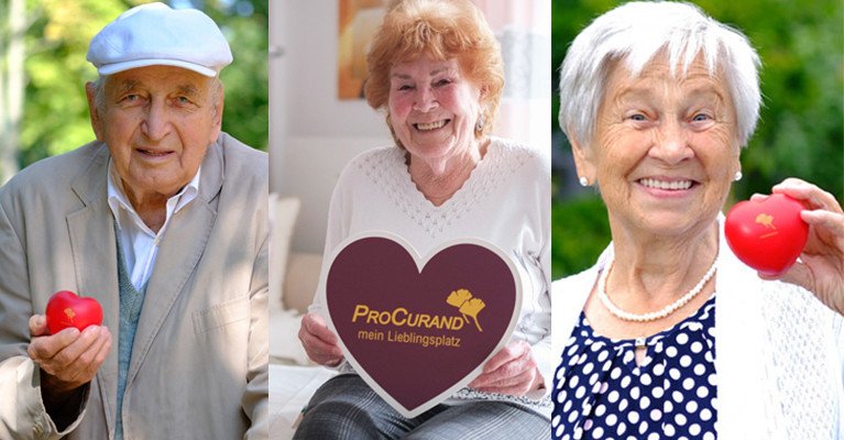 Collage von 3 Bewohner*innen und Kund*innen der ProCurand 