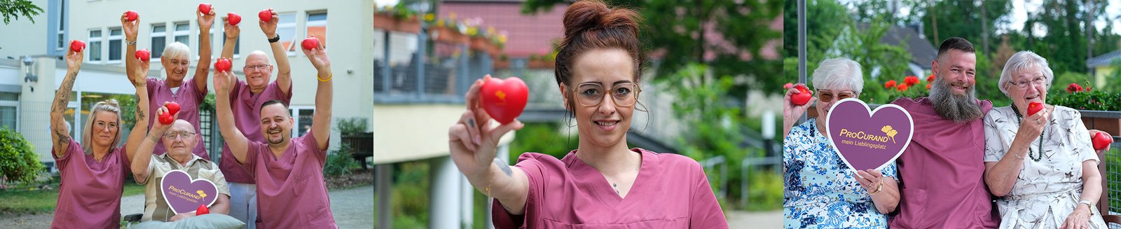 Collage von Betreungs- und Pflegekräften und Bewohner*innen der ProCurand 